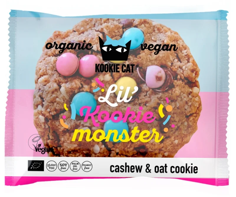 Cookie cu dropsuri de ciocolata colorate bio 50g Kookie Cat