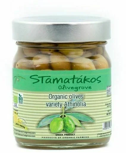 Masline verzi anthinolia cu cimbru si lamaie bio 290g Stamatakos Olivegrove
