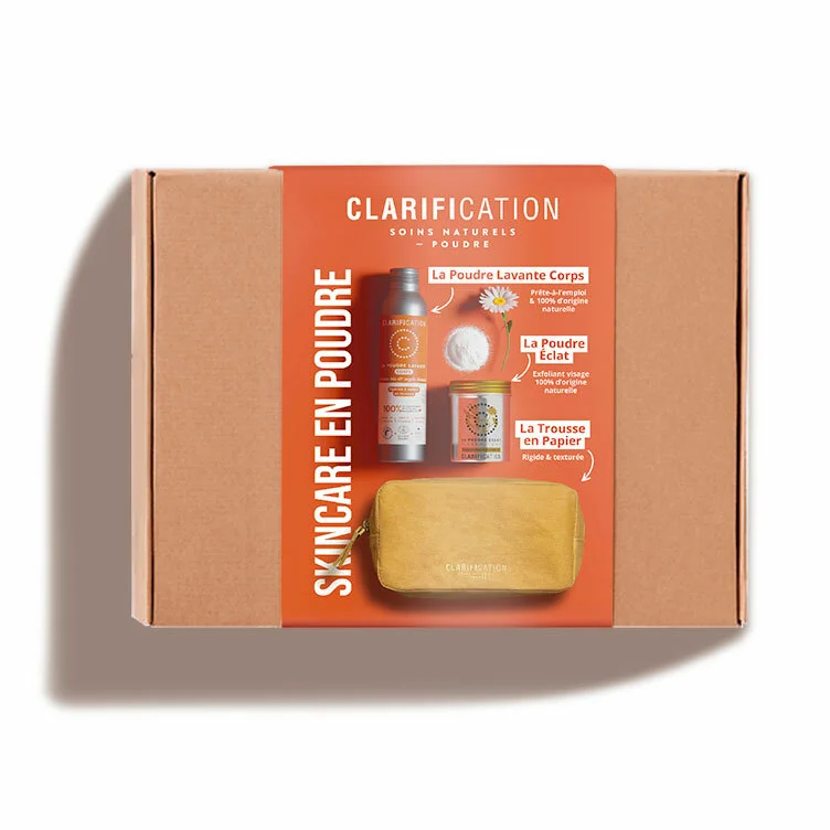 Set cadou – geanta cosmetica gel de dus si exfoliant pudra bio Clarification