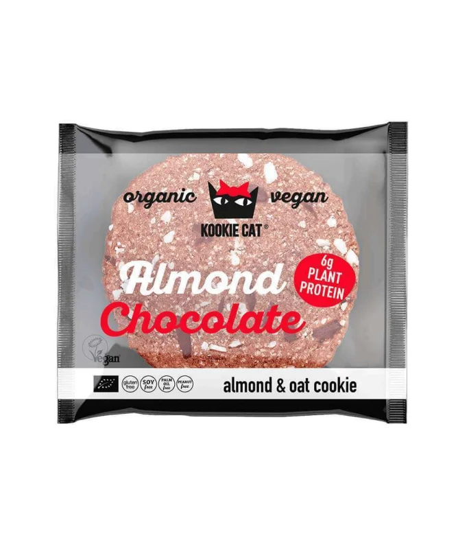 Cookie cu migdale si ciocolata neagra bio 50g Kookie Cat