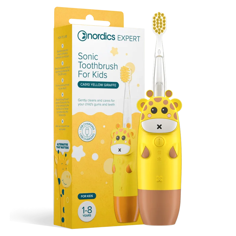 Periuta de dinti electrica pentru copii 1-8 ani – galbena Nordics