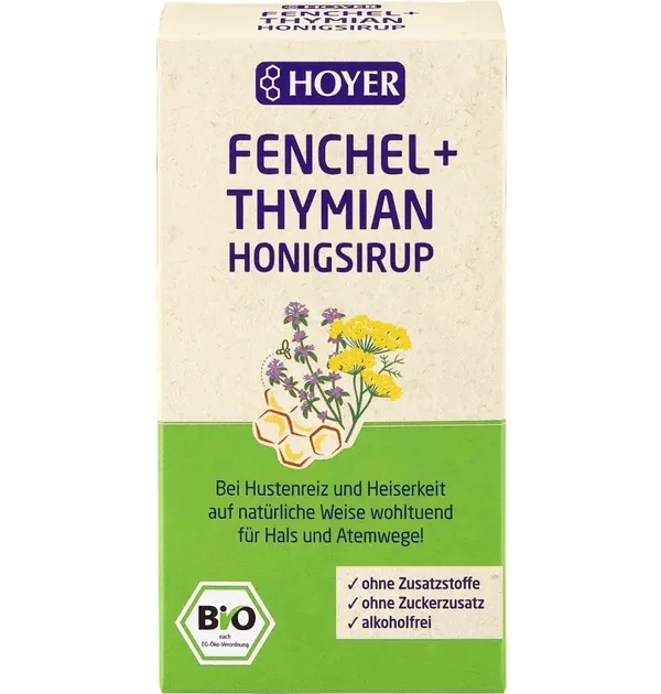 Sirop de miere cu fenicul si cimbru bio 250g Hoyer