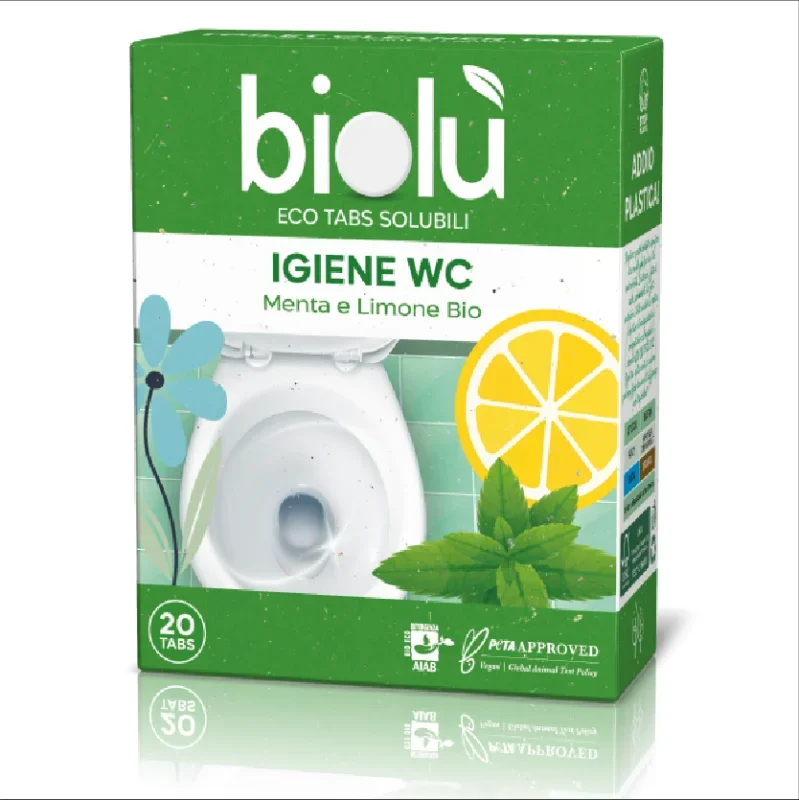 Tablete pentru toaleta cu menta si lamaie ecologice 20 bucati 47.5g Biolu