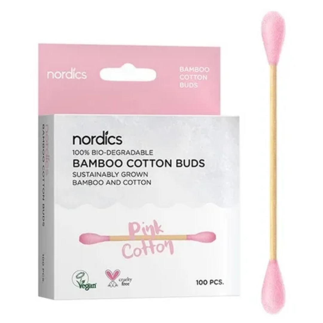 Betisoare din bumbac si bambus 100bucati – roz Nordics