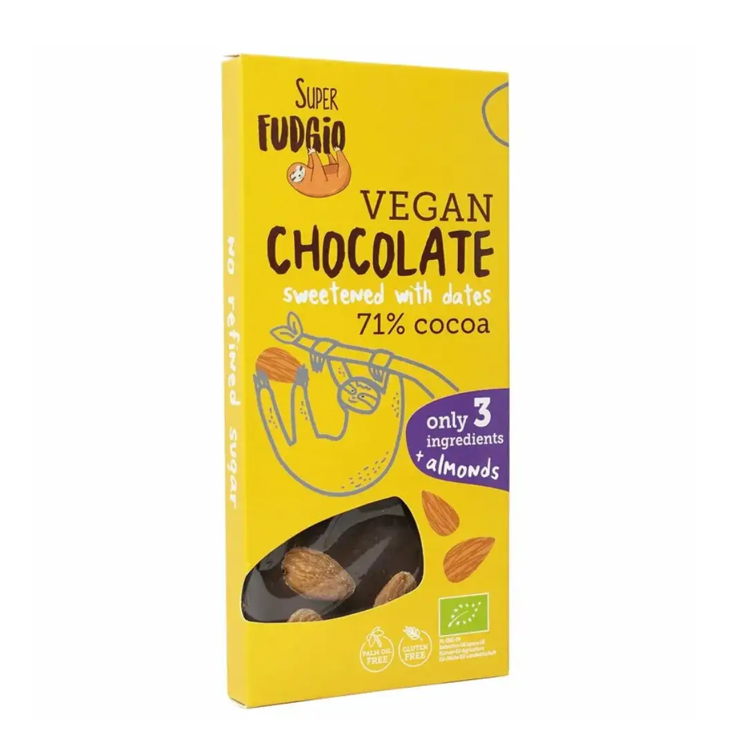 Ciocolata cu migdale si curmale bio 100g Super Fudgio