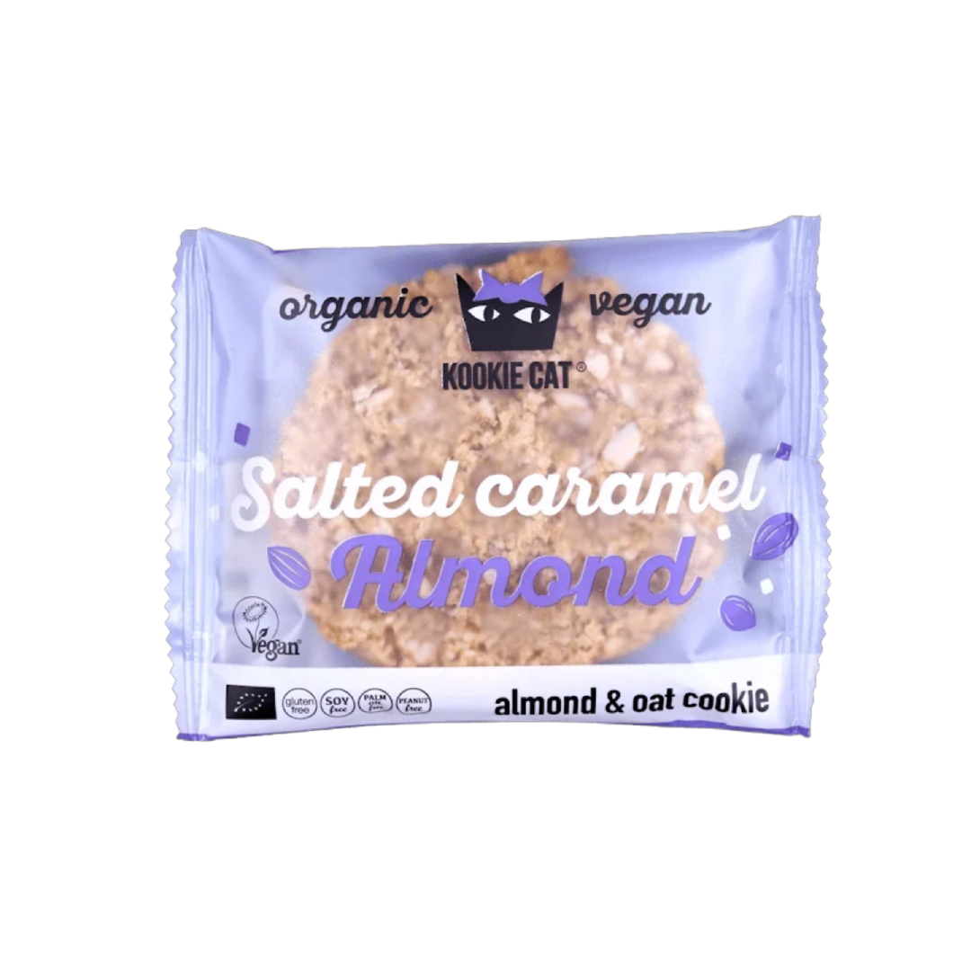 Cookie cu migdale si caramel sarat bio 50g Kookie Cat