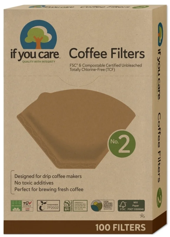 Filtre de cafea nealbite compostabile marimea 2 100buc If You Care