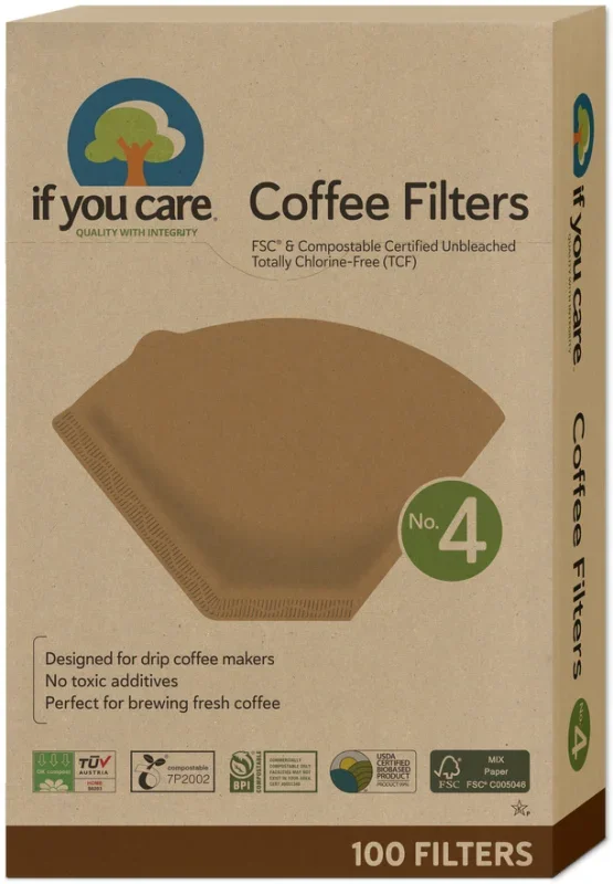 Filtre de cafea nealbite compostabile marimea 4 100buc If You Care