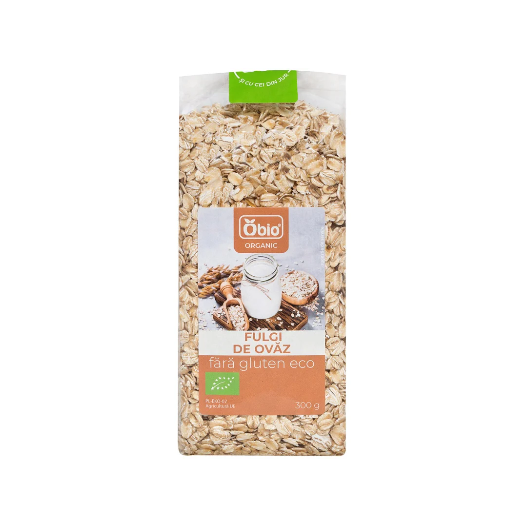 Fulgi de ovaz fara gluten bio 300g Obio