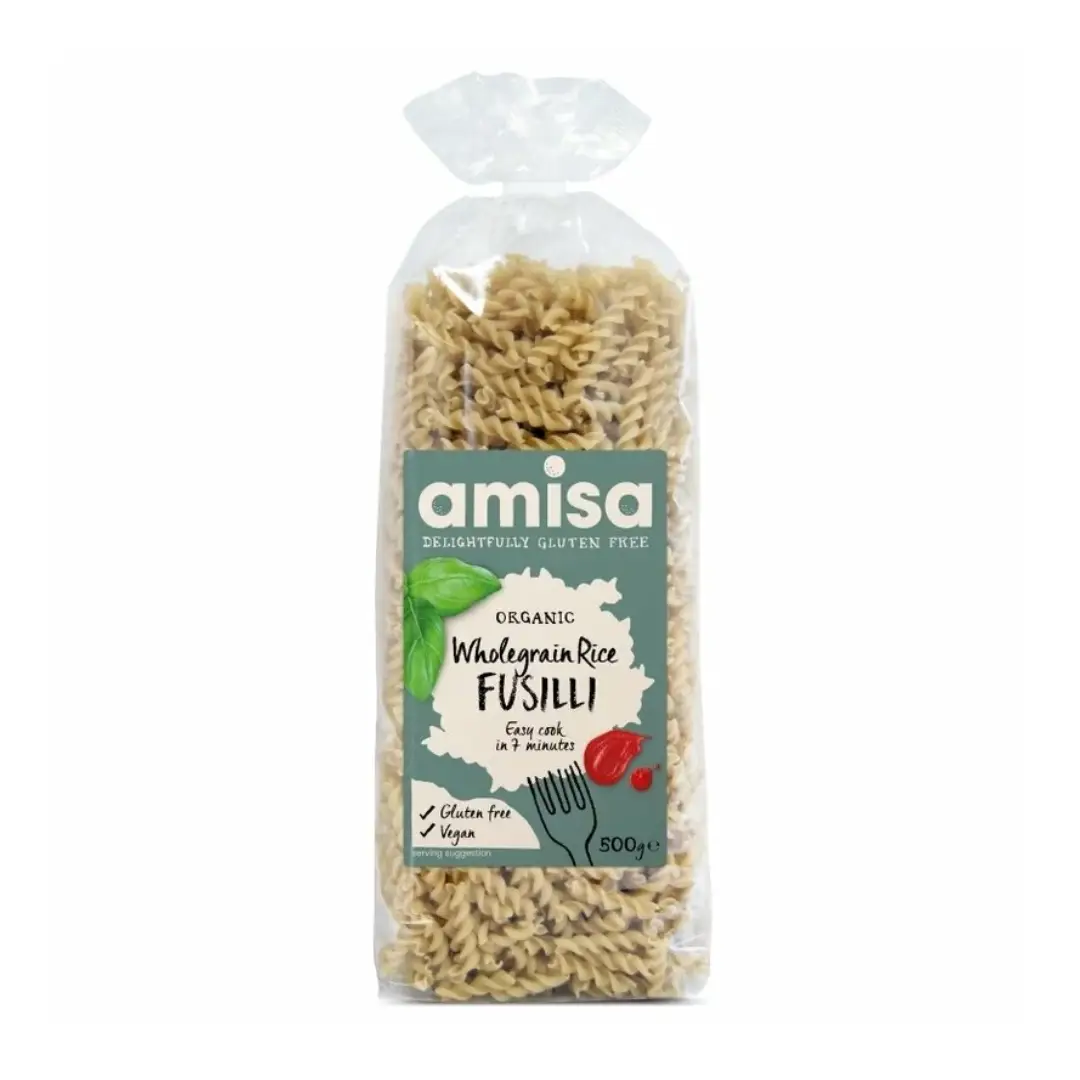 Fusilli din orez integral bio  500g Amisa