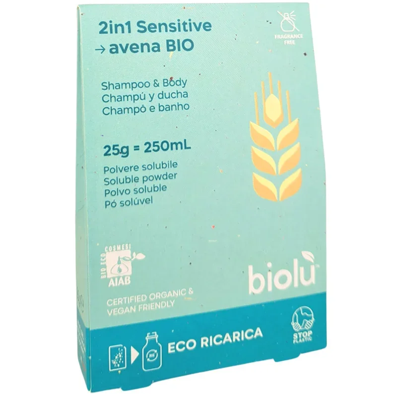 Gel de dus si sampon sensitive pudra – refill ecologic 25g Biolu
