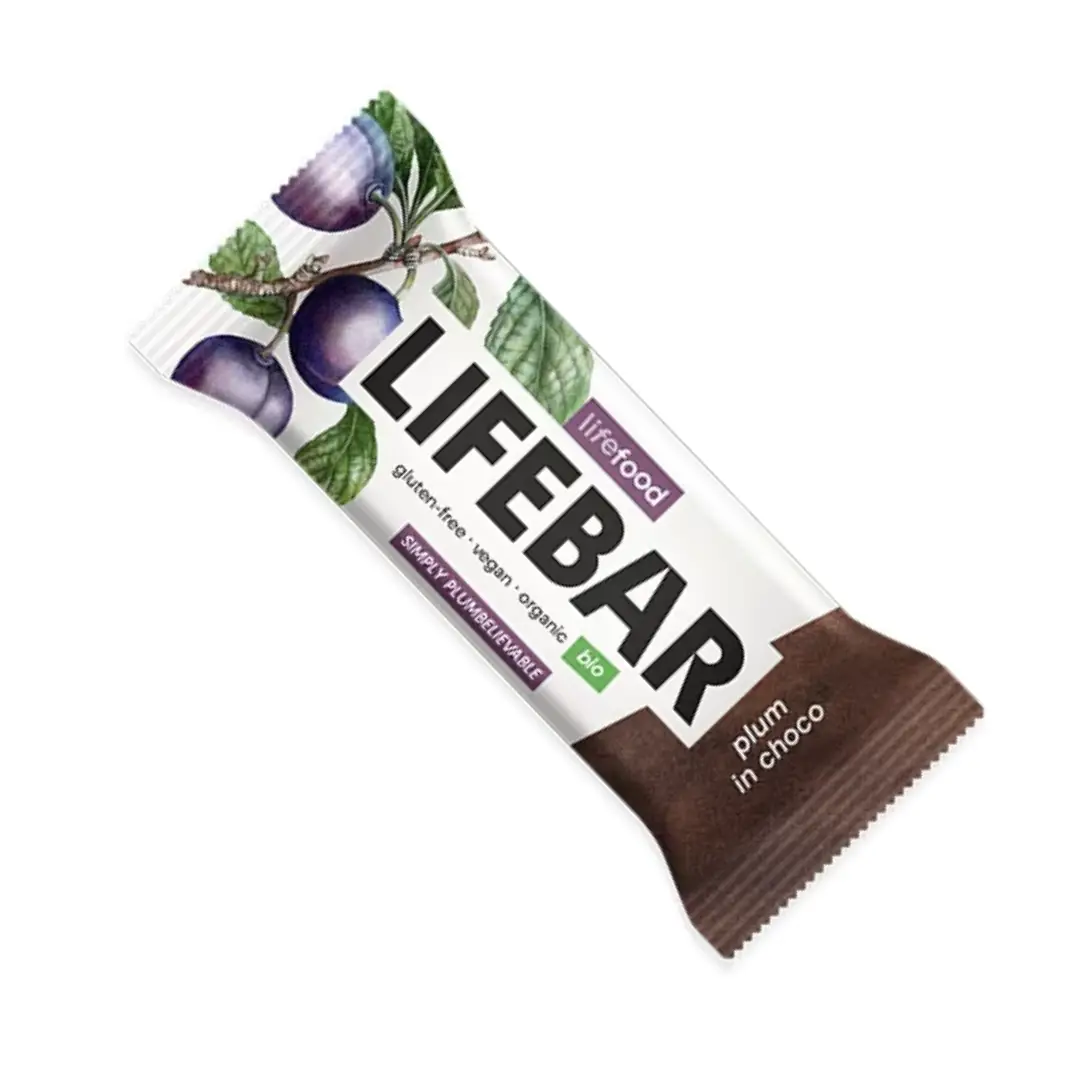 Baton cu prune invelit in ciocolata bio 40g Lifebar