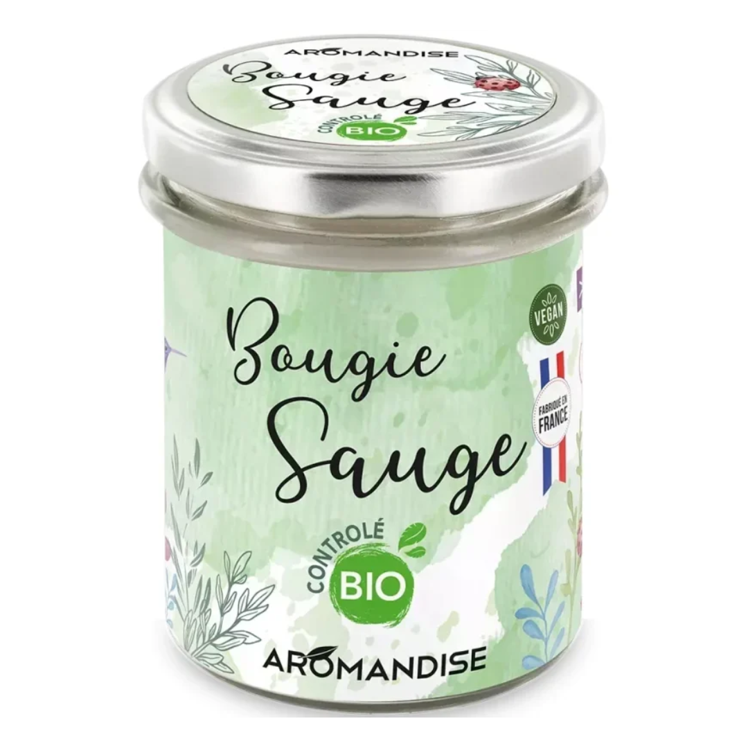 Lumanare parfumata salvie bio 150g Aromandise