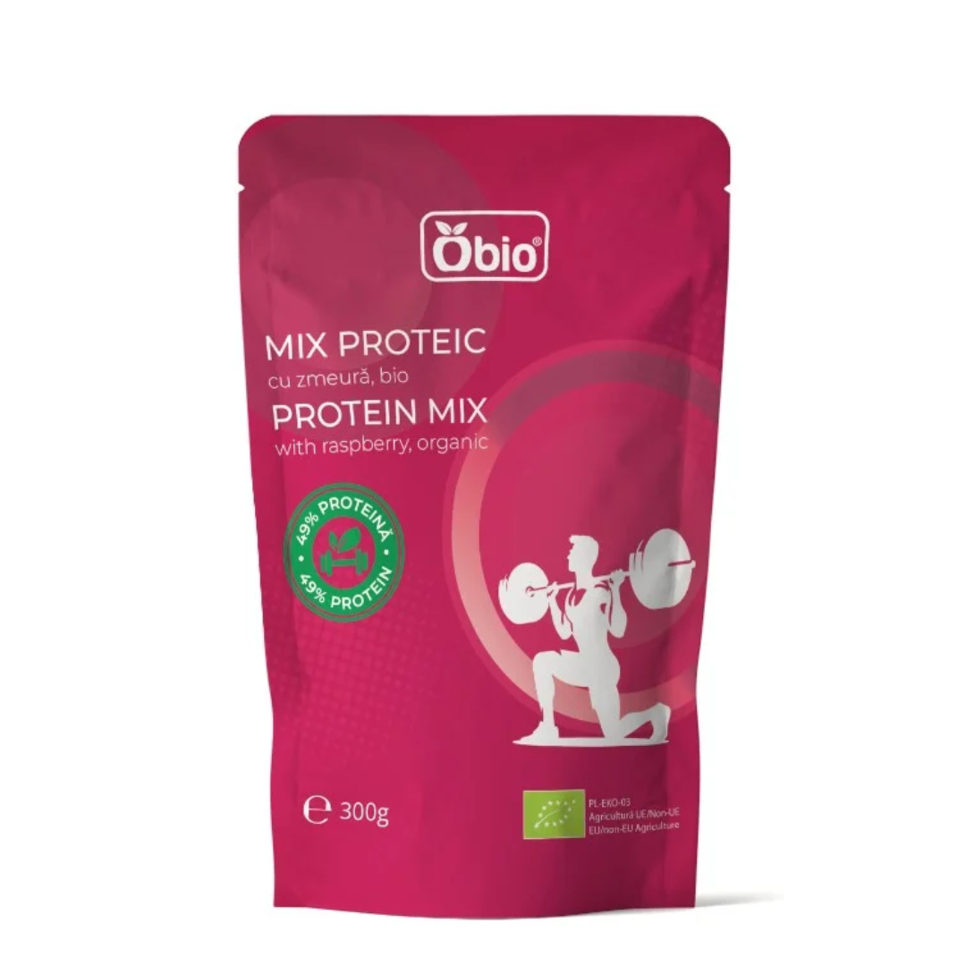 Mix proteic cu zmeura bio 300g Obio