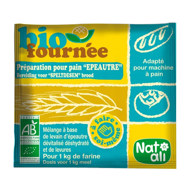 Mix din grau spelta si drojdii pentru paine bio 35g Nat-ali