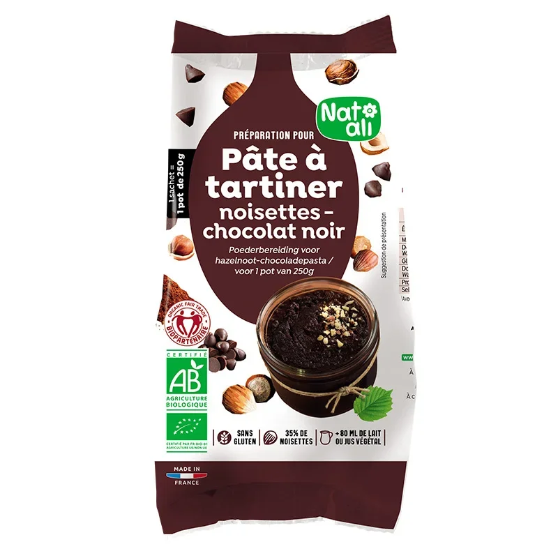 Mix pentru crema tartinabila alune si ciocolata neagra bio 170g Nat-ali