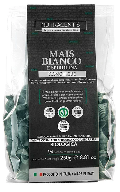 Paste din faina de porumb alb cu spirulina bio 250g Nutracentis
