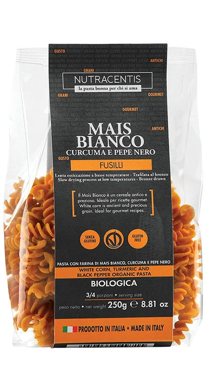 Paste din faina de porumb alb cu turmeric si piper bio 250g Nutracentis