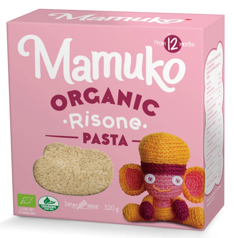 Paste in forma de graunte din grau dur pentru copii bio 12+ luni 320g Mamuko