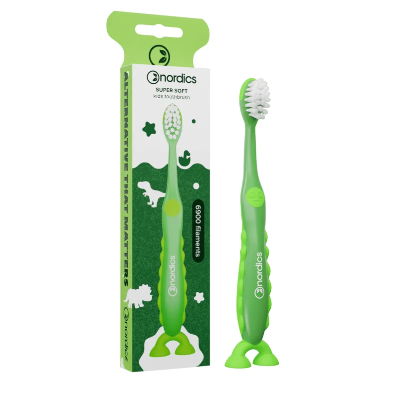 Periuta de dinti pentru copii 6900 filamente – super moale – + 2 ani – verde  Nordics