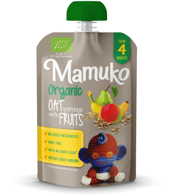 Porridge de ovaz cu fructe bio 4+ luni 100g Mamuko
