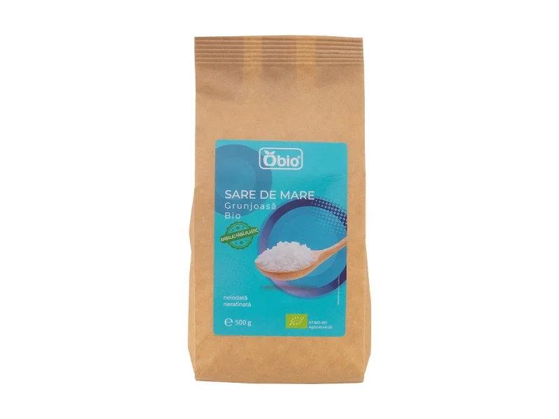Sare de mare grunjoasa bio 500g Obio