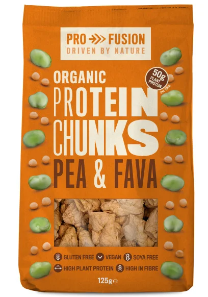 Proteina vegetala texturata din mazare si fava bucati mari bio 125g Profusion