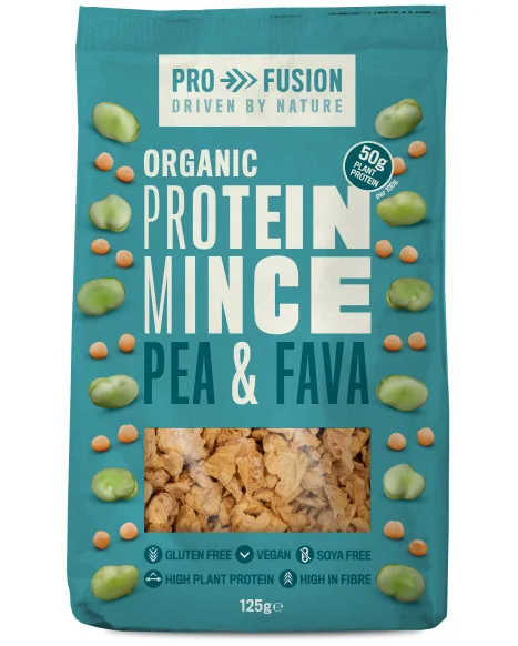 Proteina vegetala texturata din mazare si fava bucati mici bio 125g Profusion