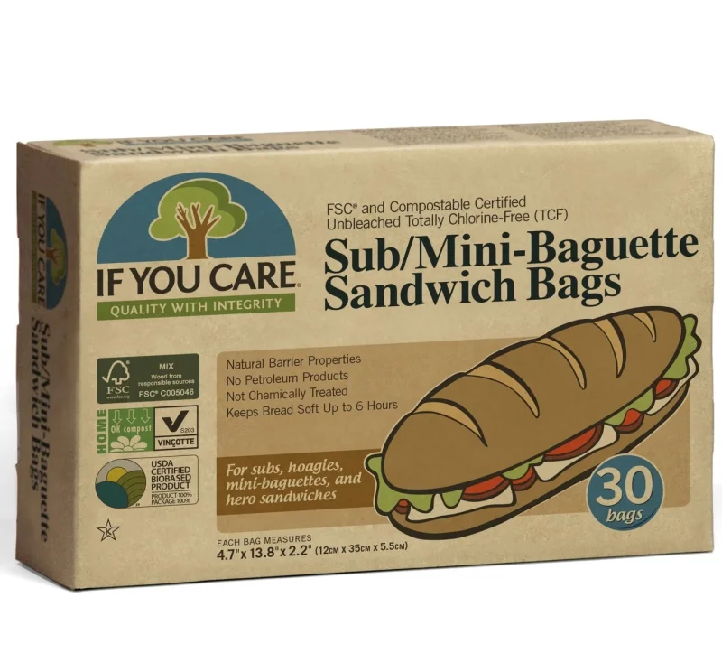 Pungi de hartie nealbita pentru mini baghete si sandwich 30buc If You Care