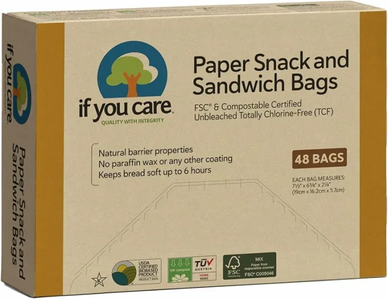 Pungi de hartie nealbite compostabile pentru sandwich si snacks 48buc If You Care