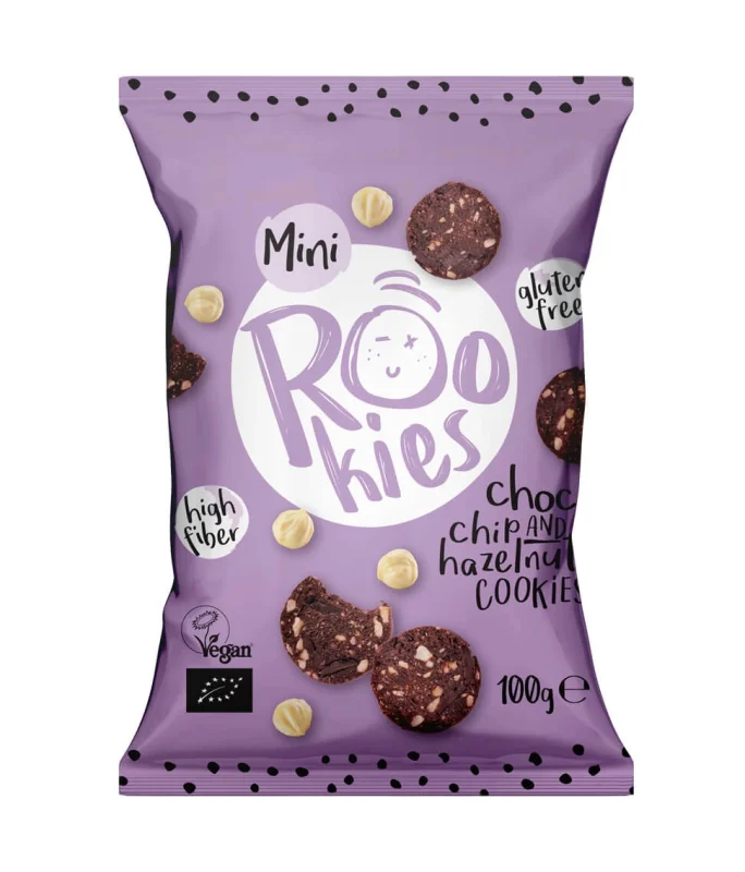 Rookies mini cu ciocolata si alune bio 100g Rookies