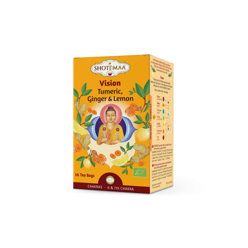 Ceai chakras – vision – turmeric, ghimbir si lamaie bio 16dz x 2g 32g Shotimaa