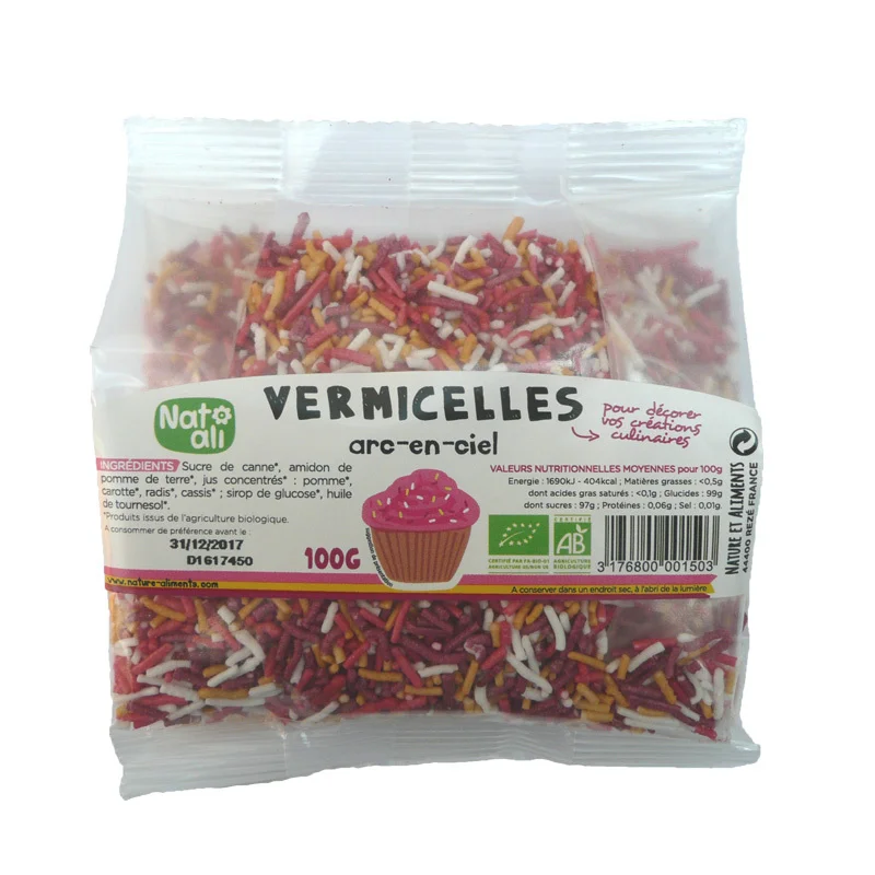 Sprinkles decoratiuni pentru prajituri bio 100g Nat-ali