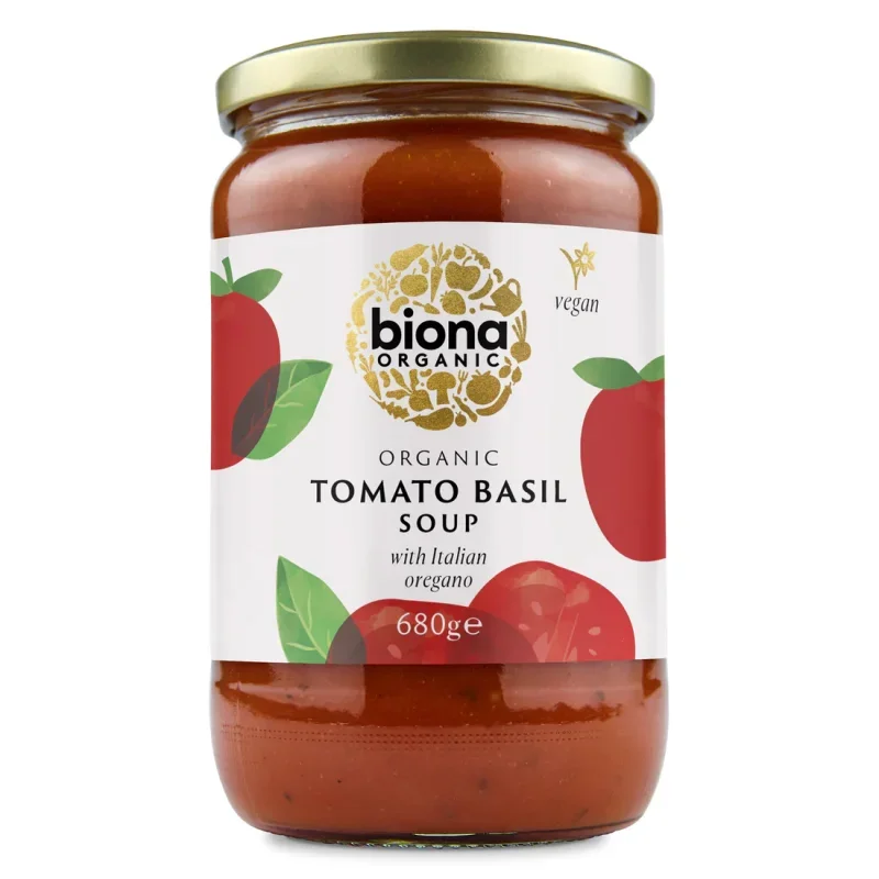 Supa de rosii cu busuioc si oregano bio 680g Biona