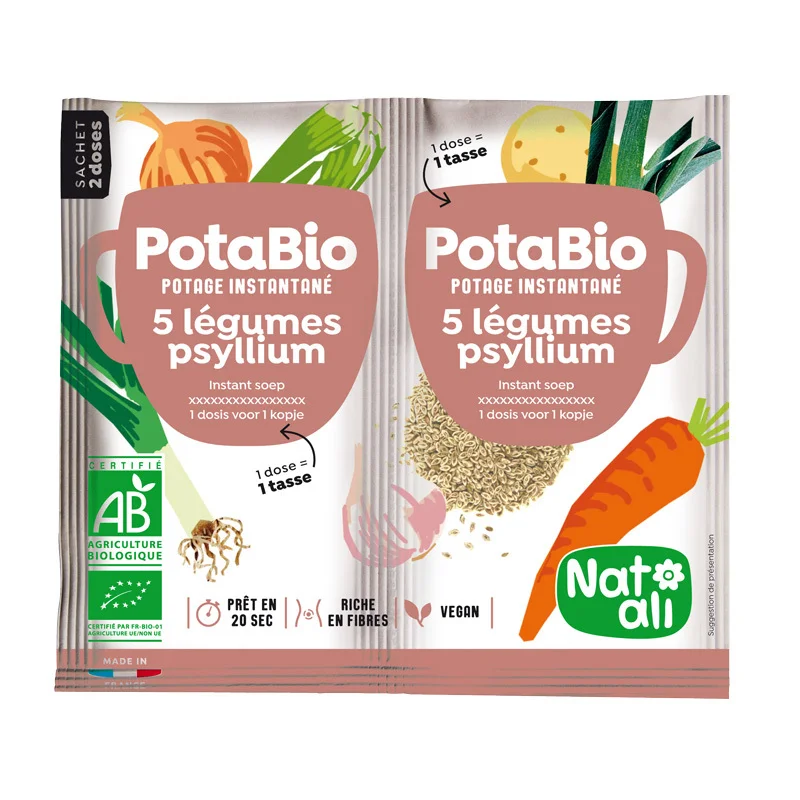 Supa instant cu 5 legume si psyllium bio 2 buc x 8.5g 17g Nat-ali