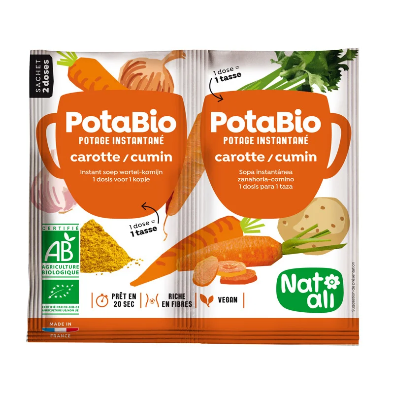 Supa instant cu morcovi, chimion si legume bio 2 buc x 8.5g 17g Nat-ali