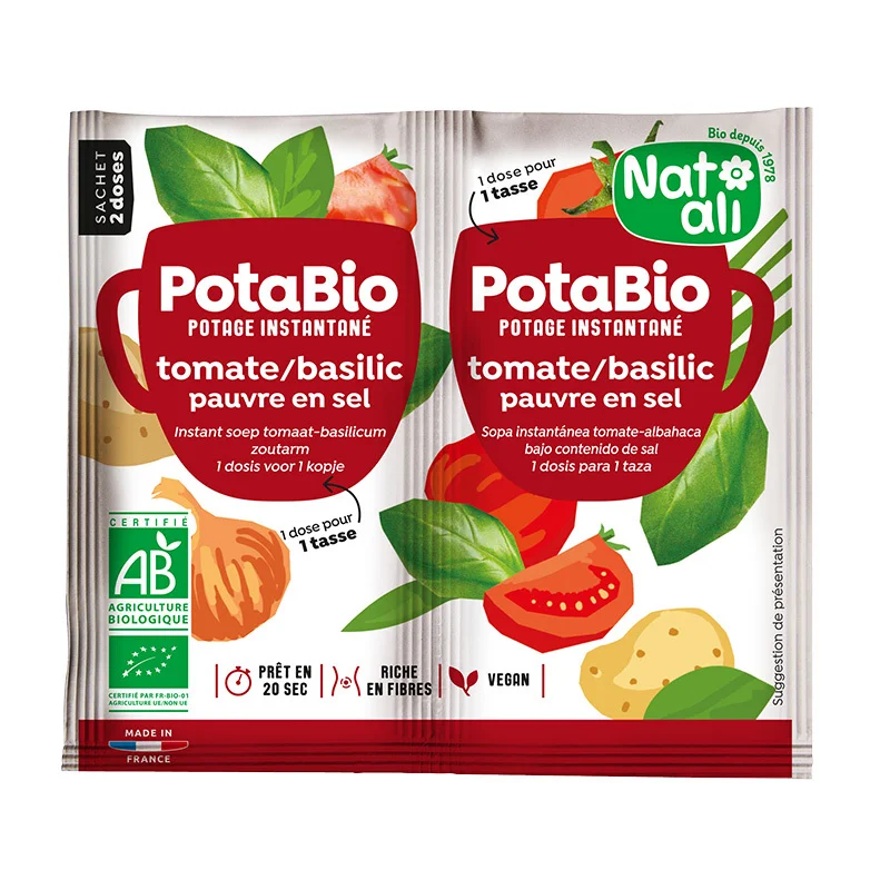 Supa instant cu rosii, busuioc si legume bio 2 buc x 8.5g 17g Nat-ali
