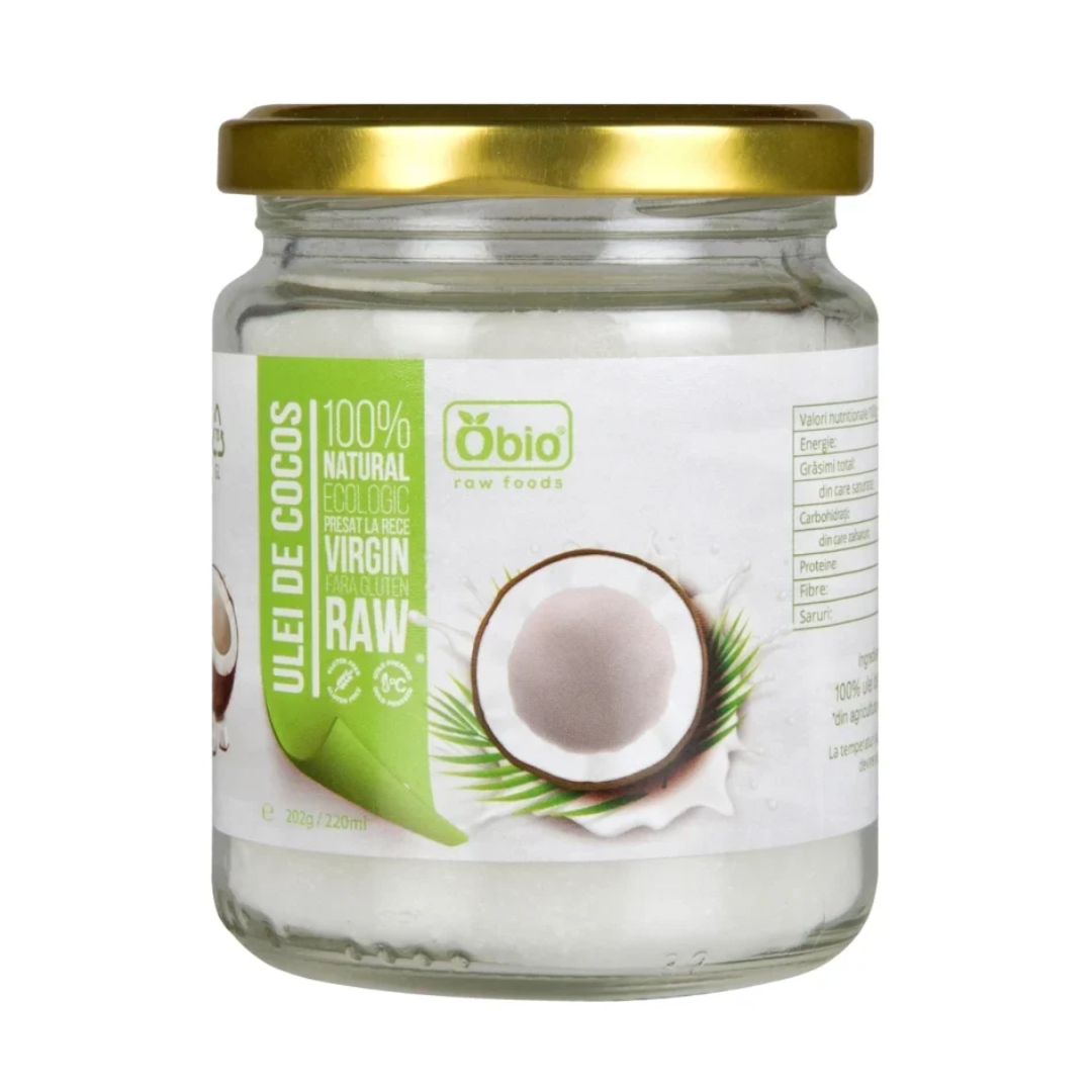 Ulei de cocos virgin presat la rece raw bio 220ml Obio
