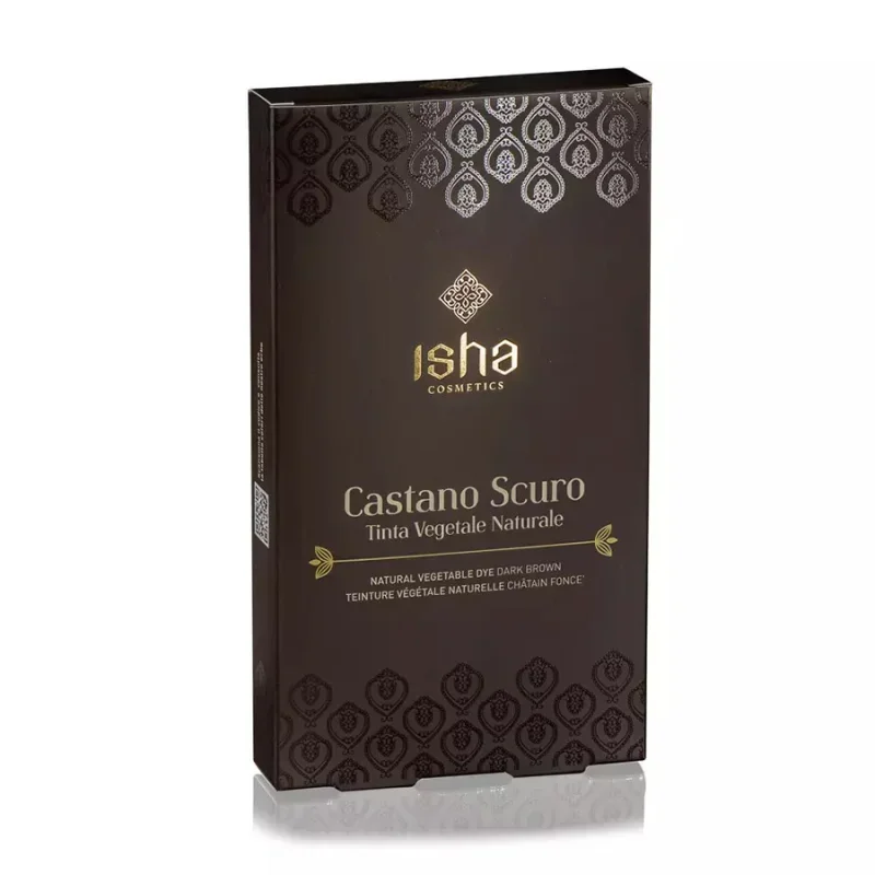 Vopsea de par naturala castaniu – inchis 100g Isha