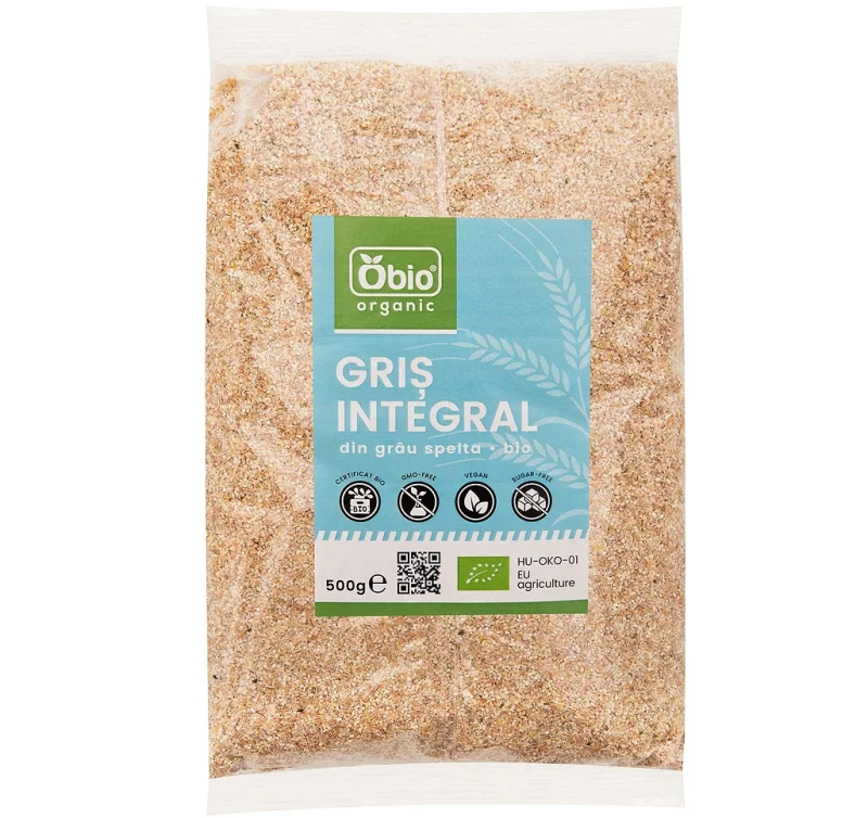 Gris integral din grau spelta bio 500g Obio