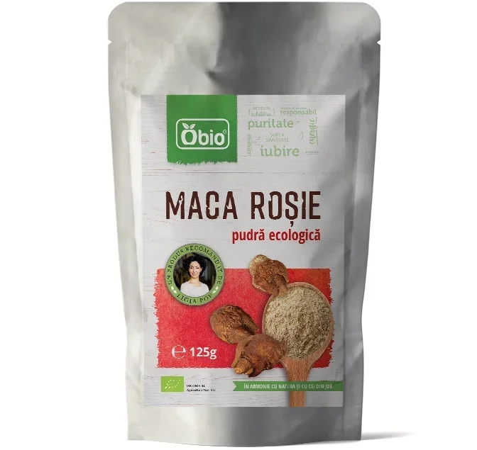 Maca rosie pudra bio 125g Obio