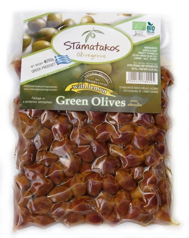 Masline verzi vidate bio 250g Stamatakos Olivegrove