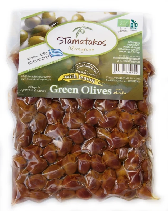 Masline verzi vidate bio 500g Stamatakos Olivegrove