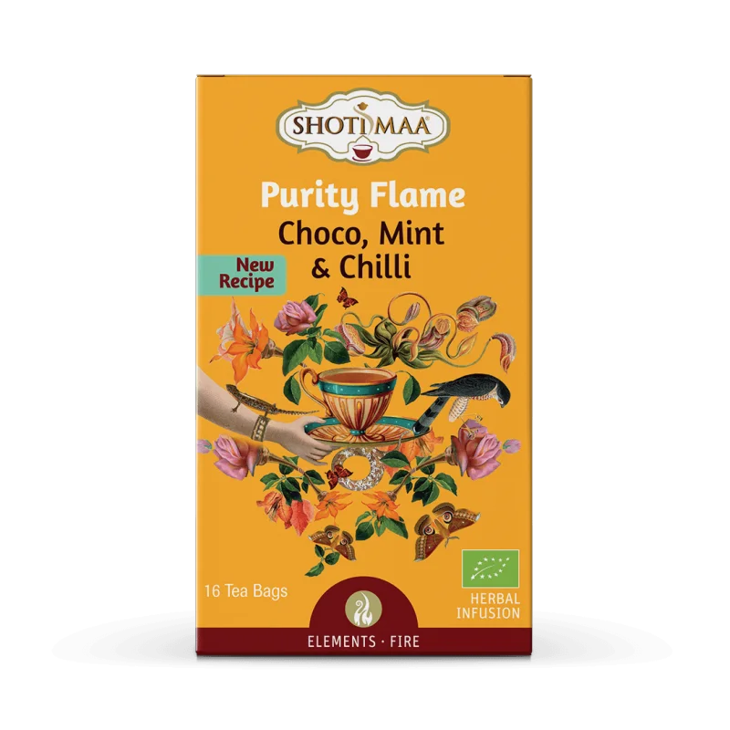Ceai elements – purity flame – cacao, menta si chilli bio 16dz x 2g 32g Shotimaa