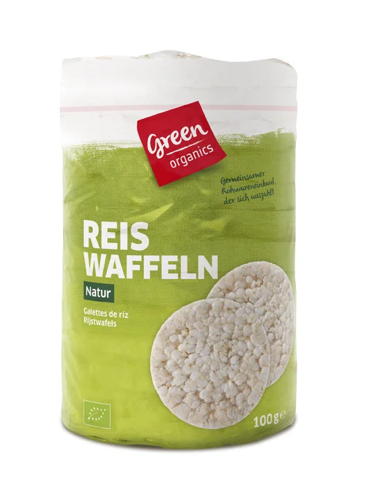 Rondele de orez integral expandat bio fara sare 100g Green Organics