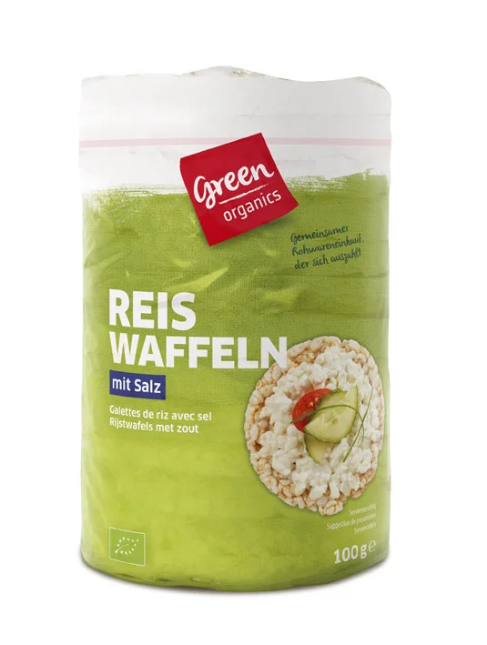 Rondele de orez integral expandat bio cu sare 100g Green Organics