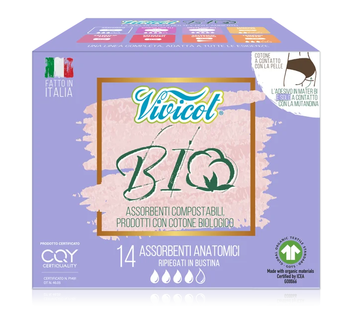 Absorbante de zi fara aripioare din bumbac compostabil 4 picaturi 14buc Vivicot