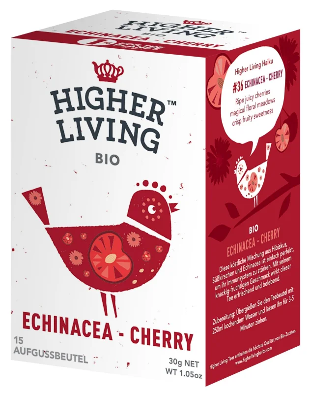 Ceai echinacea si visine bio 15dz 30g Higher Living