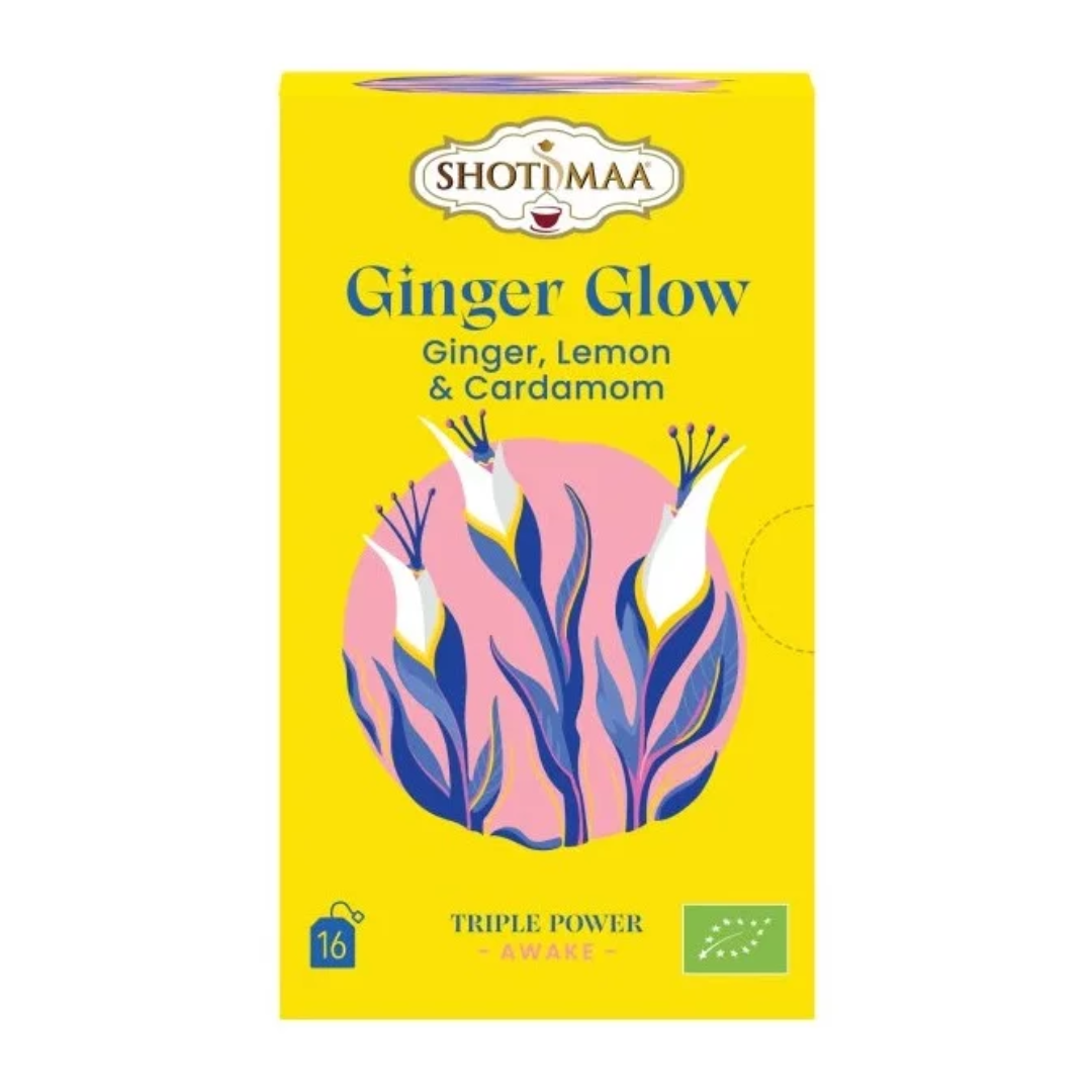 Ceai awake – ginger glow – ghimbir, lamaie si cardamom bio 16dz x 2g 32g Shotimaa